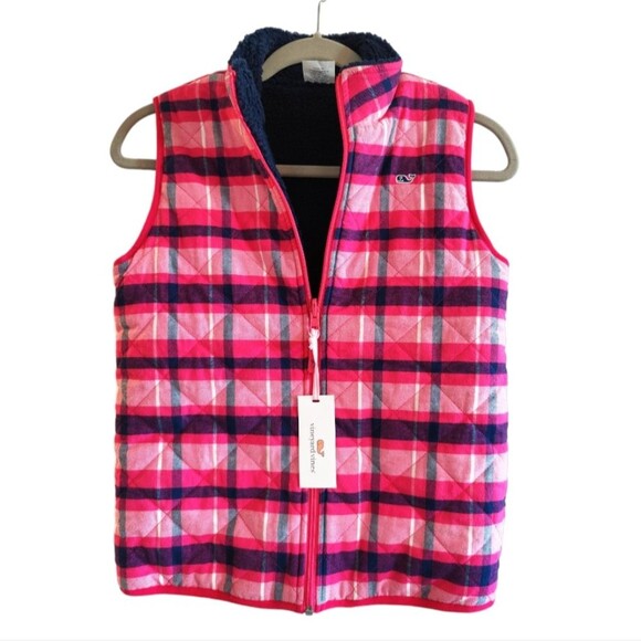 NWT Vineyard Vines Girls Reversible Sherpa Vest size L
